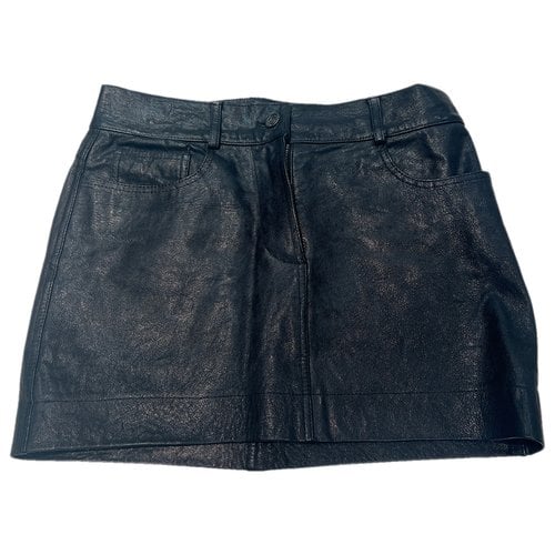Pre-owned Dolce & Gabbana Leather Mini Skirt In Black