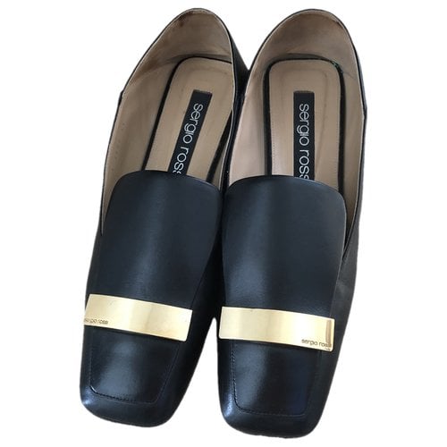 Pre-owned Sergio Rossi Sr1 Leather Flats In Black
