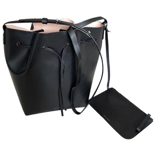 Pre-owned Mansur Gavriel Bucket Vegan Leather Crossbody Bag In Black