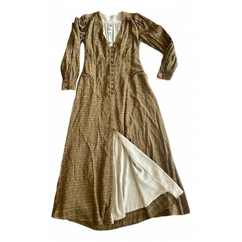 Pre-owned Blazé Milano Silk Maxi Dress In Brown
