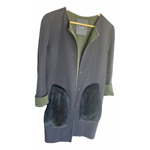 Pre-owned Fendi Cashmere Coat In Navy