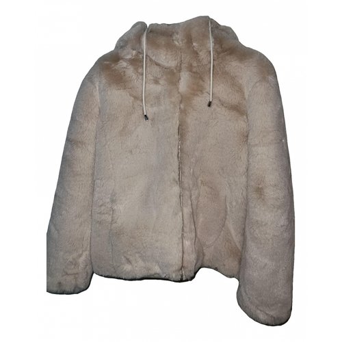 Pre-owned Maje Faux Fur Jacket In Beige