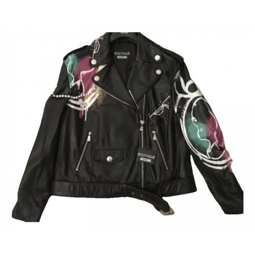 Pre-owned Moschino Leather Jacket In Black