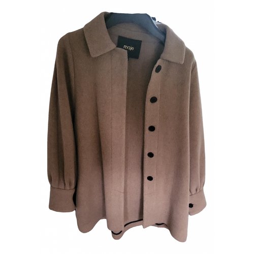 Pre-owned Maje Wool Peacoat In Camel