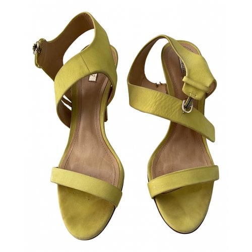 Pre-owned Schutz Tweed Sandals In Yellow