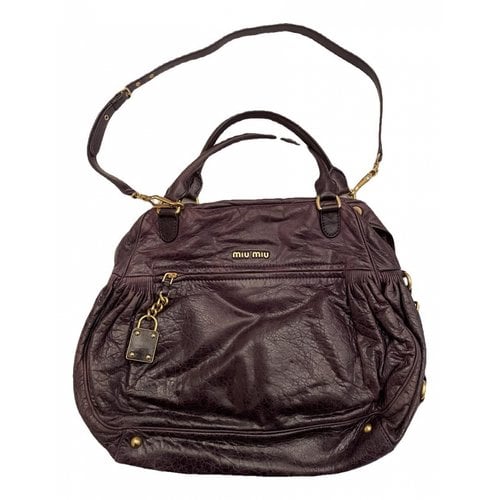 Pre-owned Miu Miu Vitello Leather Handbag In Purple