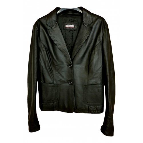 Pre-owned Raquel Allegra Leather Biker Jacket In Black