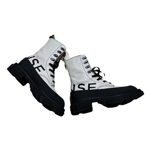 Pre-owned Monse Leather Biker Boots In White