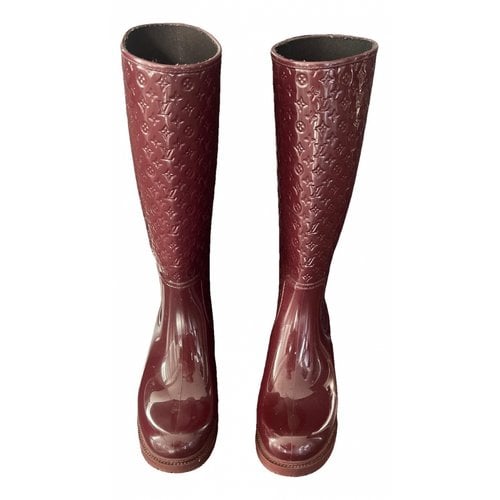 Pre-owned Louis Vuitton Boots In Burgundy