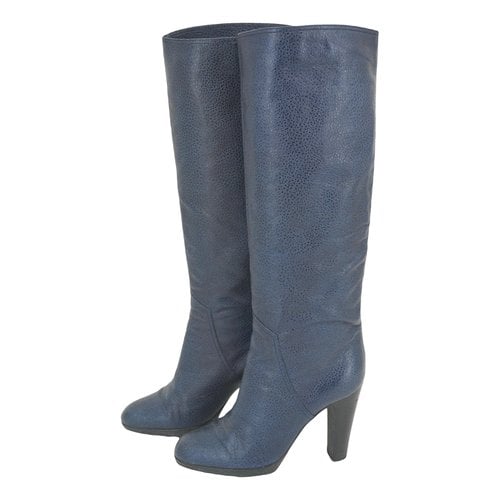 Pre-owned Sergio Rossi Leather Boots In Blue