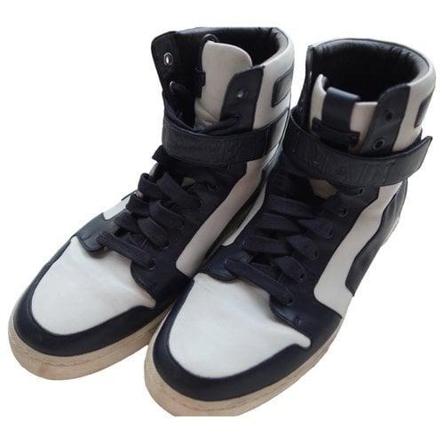 Pre-owned Pierre Balmain Leather High Trainers In Blue
