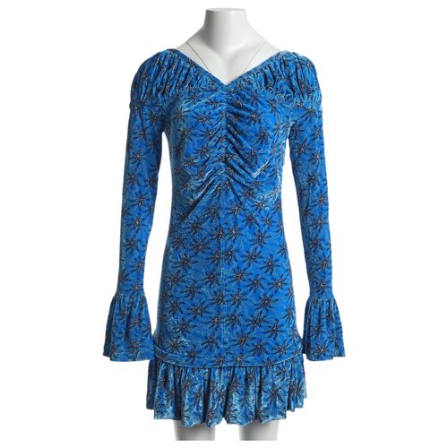 Pre-owned Paco Rabanne Velvet Mini Dress In Blue