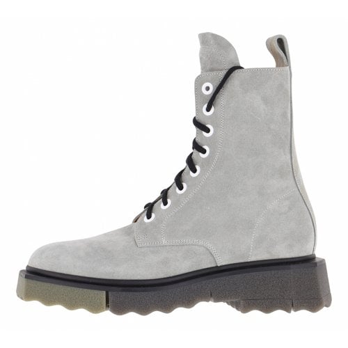 Pre-owned Off-white Leather Boots In Grey