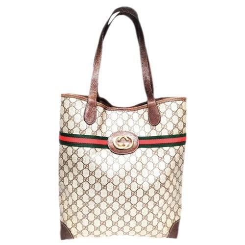 Pre-owned Gucci Totem Leather Tote In Beige