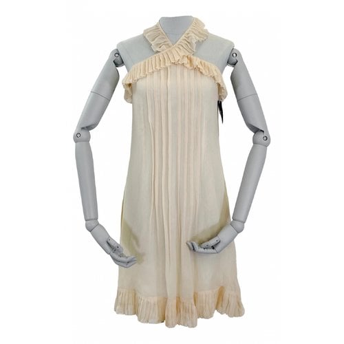 Pre-owned Strenesse Silk Dress In Beige