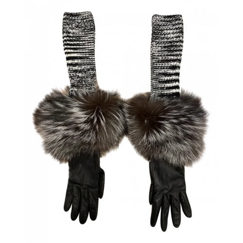 Pre-owned Missoni Leather Long Gloves In Black