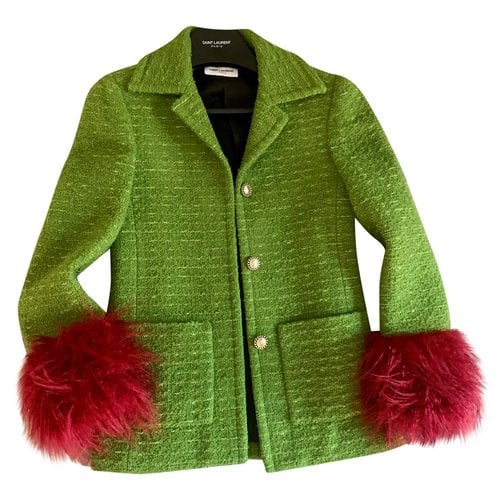 Pre-owned Saint Laurent Tweed Blazer In Green