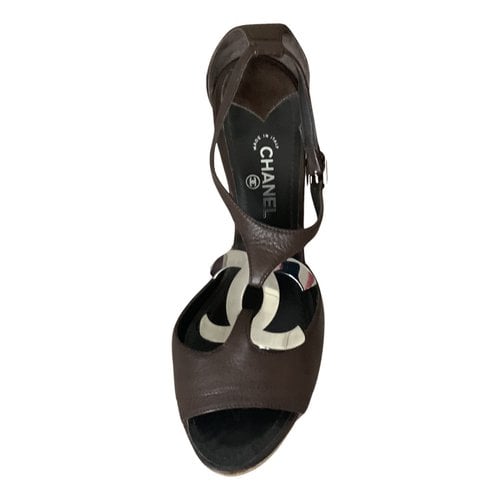 Pre-owned Chanel Leather Sandals In Brown