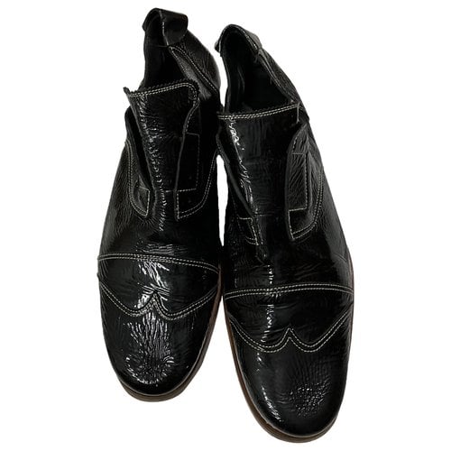 Pre-owned Jil Sander Patent Leather Lace Ups In Black