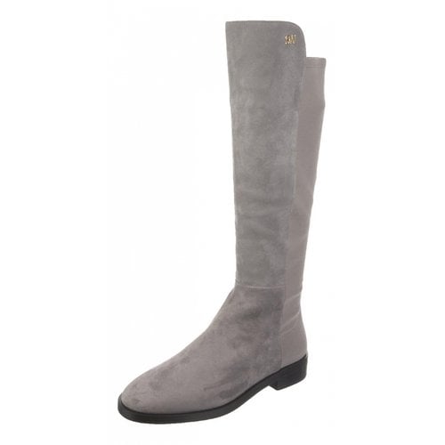 Pre-owned Stuart Weitzman Riding Boots In Grey