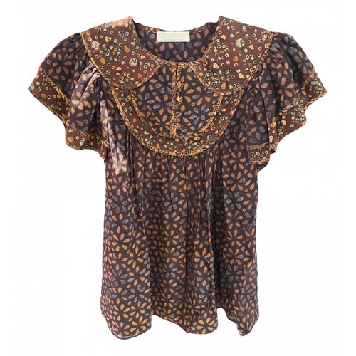 Pre-owned Ulla Johnson Silk T-shirt In Brown