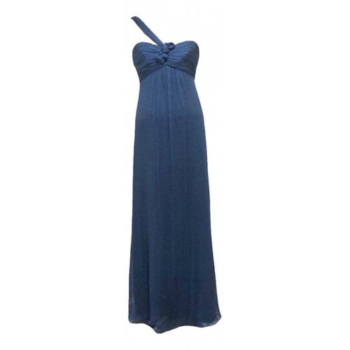 Pre-owned Amsale Silk Maxi Dress In Blue