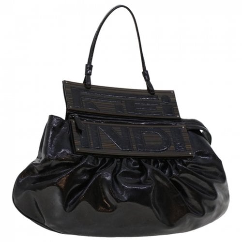Pre-owned Fendi Patent Leather Handbag In Black