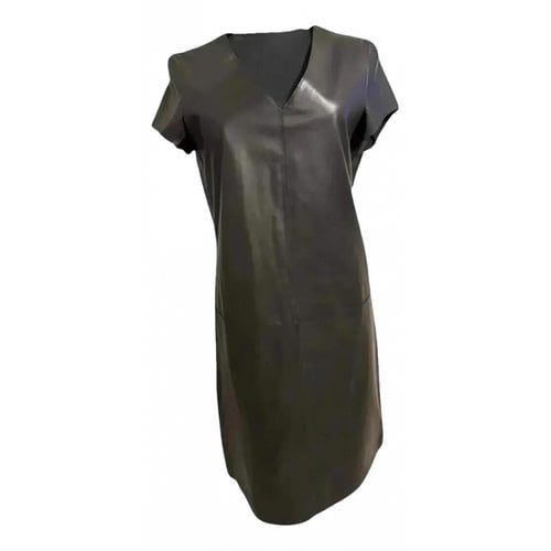 Pre-owned Escada Leather Mid-length Dress In Brown