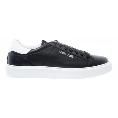 Pre-owned Roberto Cavalli Leather Low Trainers In Black