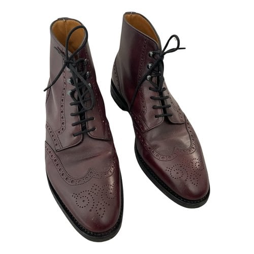 Pre-owned John Lobb Leather Boots In Burgundy