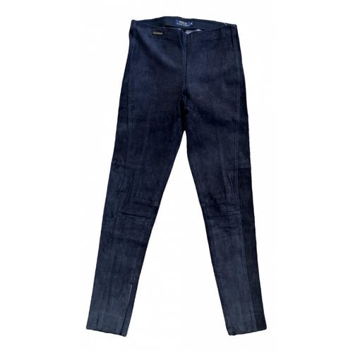Pre-owned Ralph Lauren Leather Trousers In Blue
