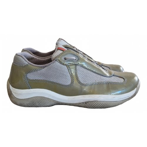 Pre-owned Prada Patent Leather Trainers In Khaki