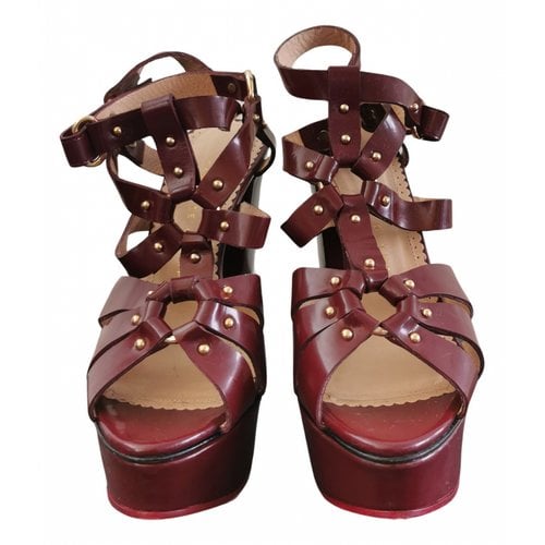 Pre-owned Charlotte Olympia Leather Sandal In Burgundy