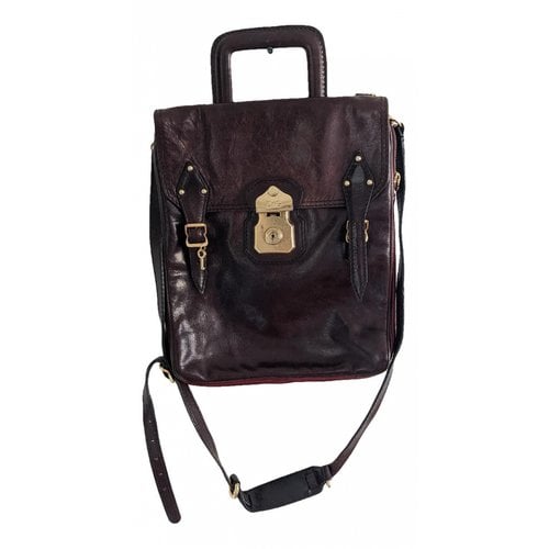 Pre-owned D&g Leather Satchel In Burgundy