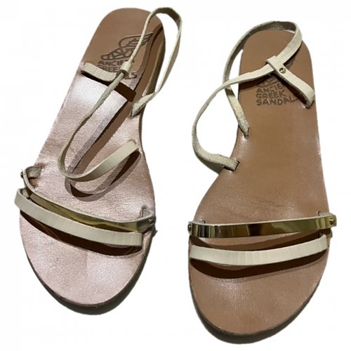 Pre-owned Ancient Greek Sandals Leather Sandal In Ecru