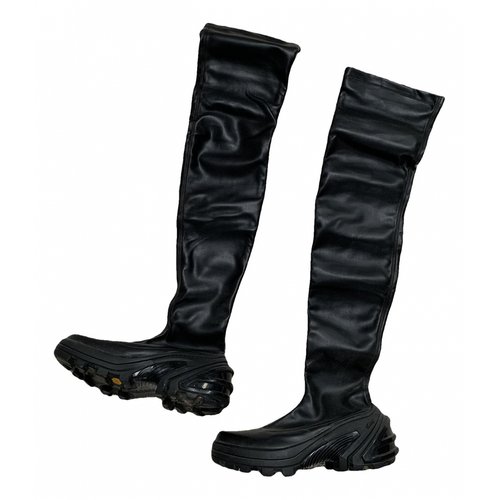 Pre-owned Alyx Vegan Leather Biker Boots In Black