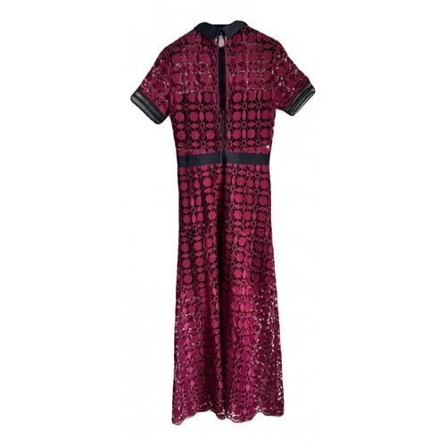 Pre-owned Self-portrait Lace Maxi Dress In Burgundy