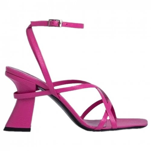 Pre-owned By Far Leather Sandal In Pink