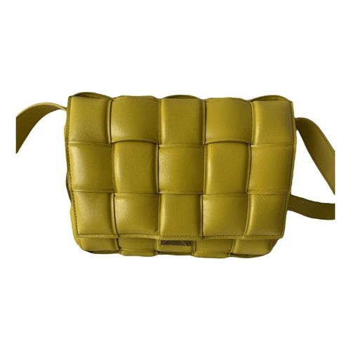 Pre-owned Bottega Veneta Cassette Padded Leather Crossbody Bag In Yellow