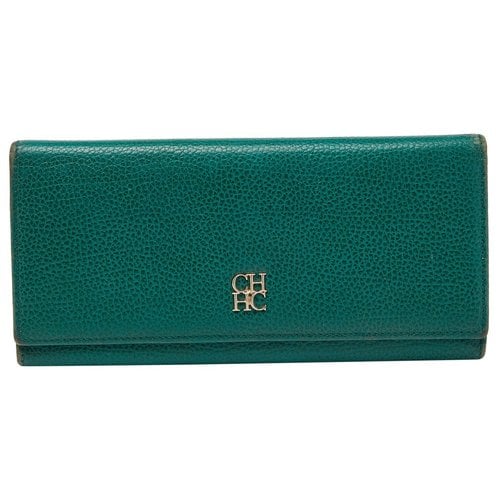 Pre-owned Carolina Herrera Leather Wallet In Green