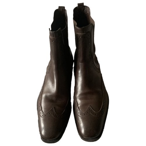 Pre-owned Ferragamo Leather Boots In Brown
