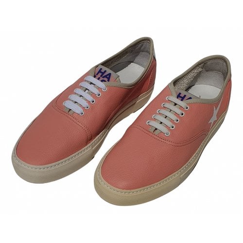 Pre-owned Golden Goose Haus Leather Low Trainers In Pink