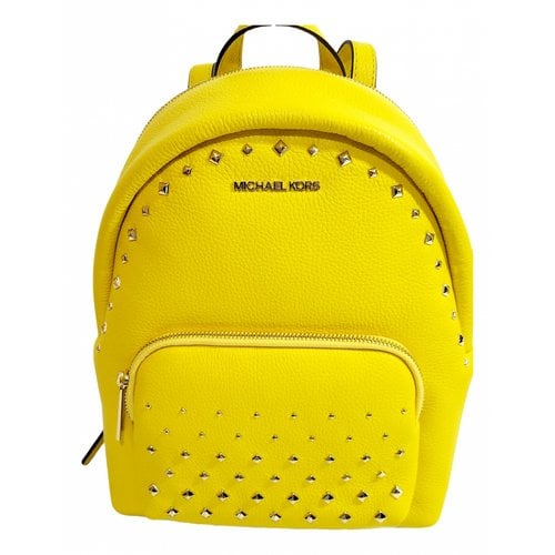 Pre-owned Michael Kors Abbey Leather Backpack In Yellow