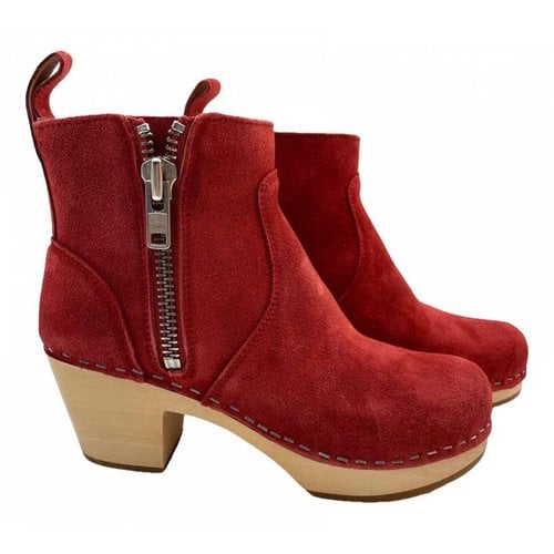 Pre-owned Swedish Hasbeens Boots In Red