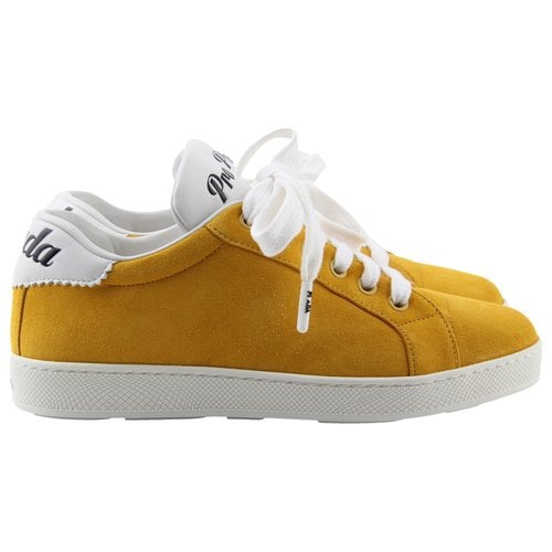 Pre-owned Prada Trainers In Yellow