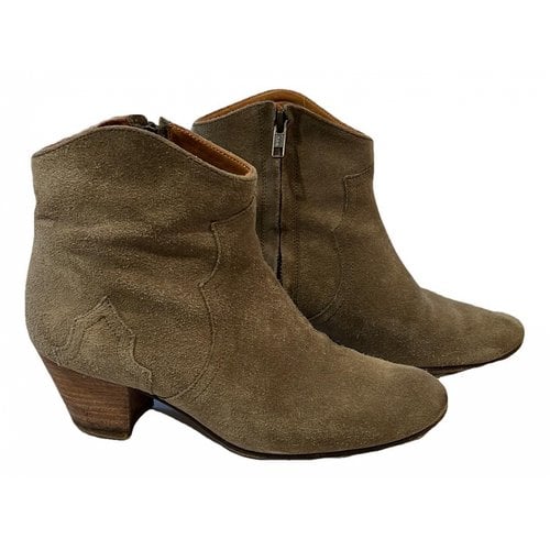 Pre-owned Isabel Marant Étoile Western Boots In Khaki