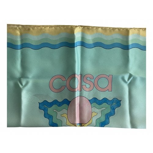 Pre-owned Casablanca Silk Handkerchief In Turquoise