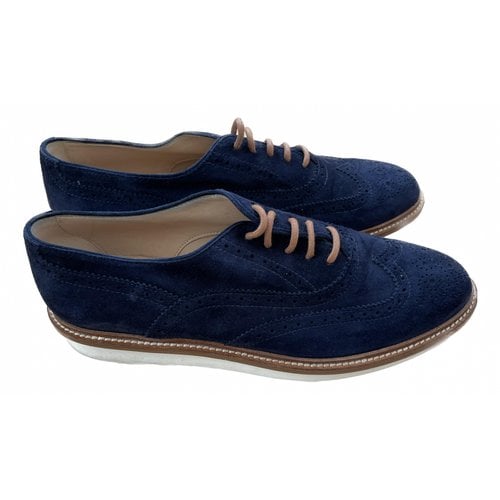 Pre-owned Tod's Flats In Blue