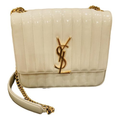 Pre-owned Saint Laurent Patent Leather Crossbody Bag In Beige