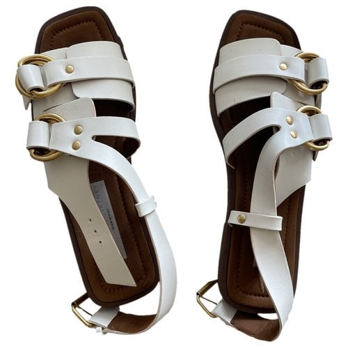 Pre-owned Stella Mccartney Vegan Leather Sandal In White